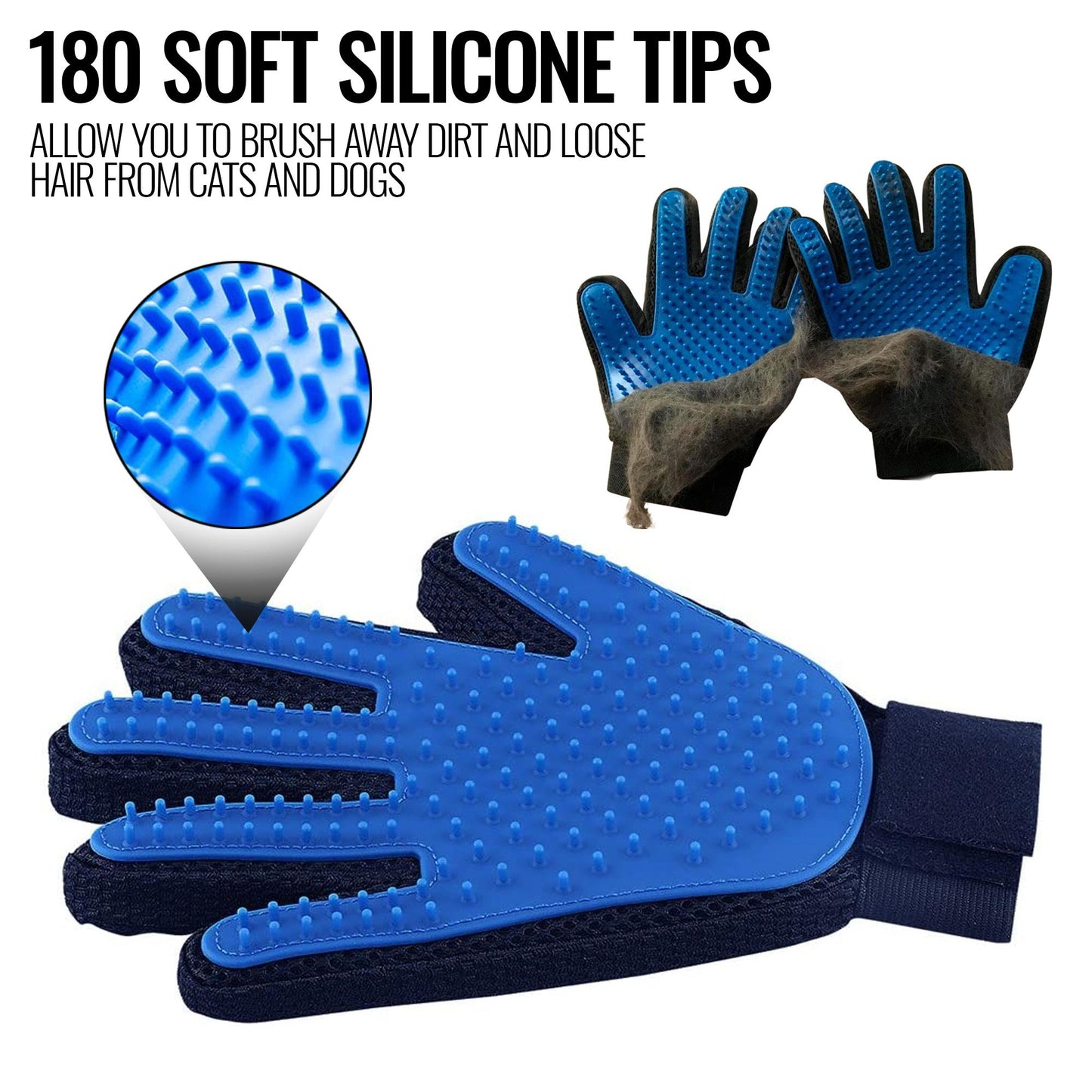 Pet Grooming Gloves Dog Brush Mitts Deshedding Hair Removal Massage - Shopping Warriors