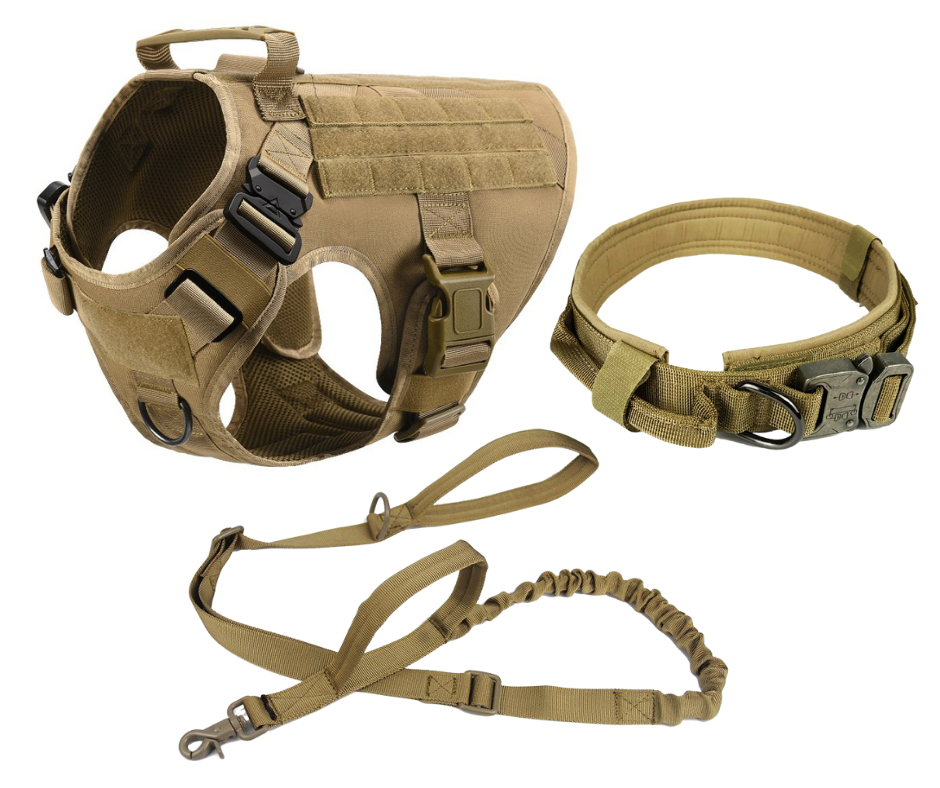Military Dog Tactical Harness and Leash Set (Brown) - Shopping Warriors