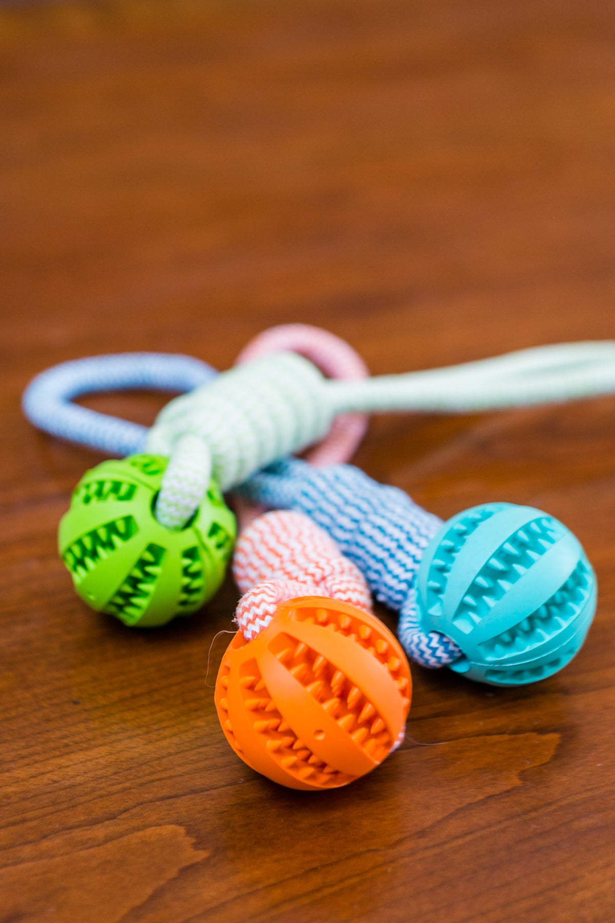 Durable Rubber Ball Chew Toy with Cotton Rope - Shopping Warriors