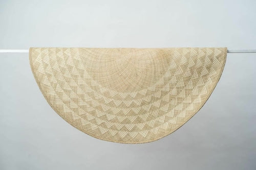 White Triangle Mat | 4' Round | Natural Base - Shopping Warriors