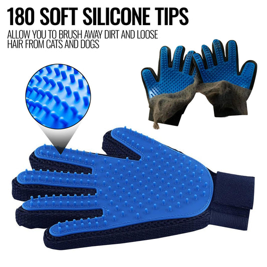 Pet Grooming Gloves Dog Brush Mitts Deshedding Hair Removal Massage - Shopping Warriors