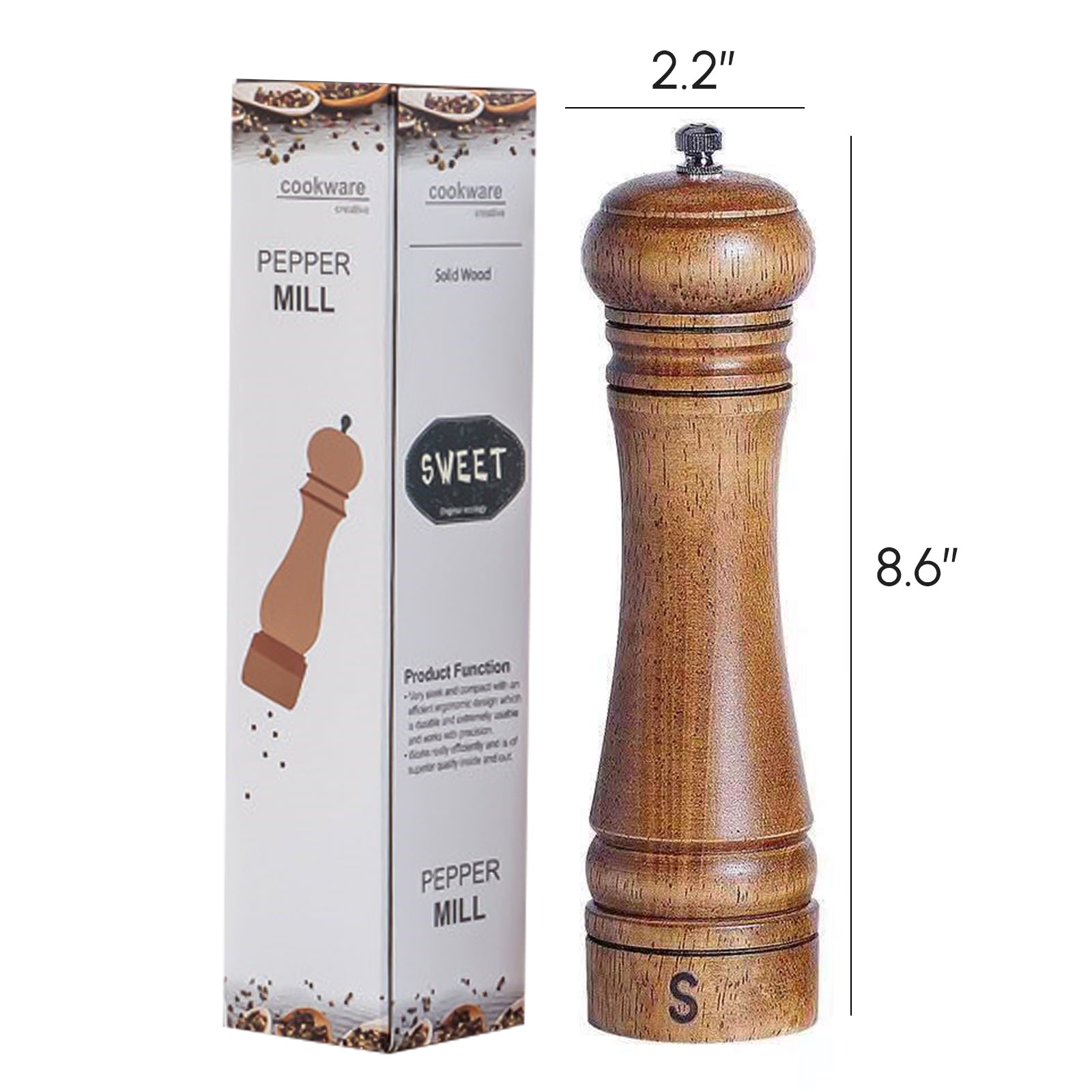 Cooking Salt and Pepper Grinder Hand Movement Wood Pepper Mill Kitchen - Shopping Warriors