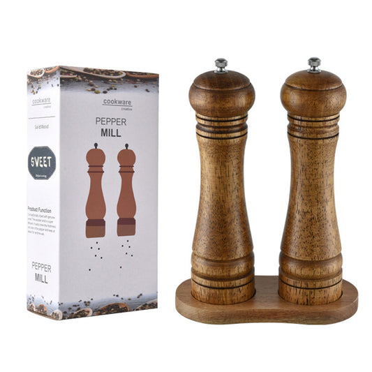 2X Wooden Pepper Grinder Pepper Mill Coarseness Adjustable Peppermill - Shopping Warriors