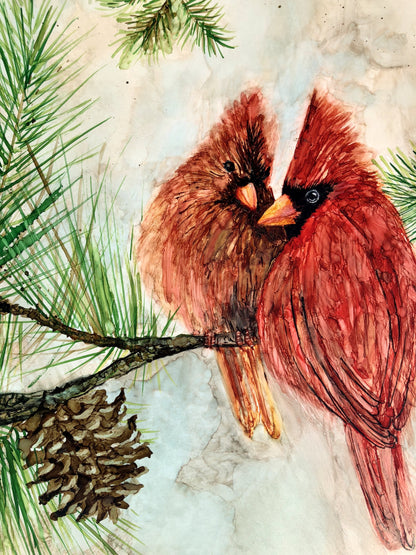 Cardinal Lovebirds : Greeting Card