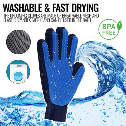 Pet Grooming Gloves Dog Brush Mitts Deshedding Hair Removal Massage - Shopping Warriors