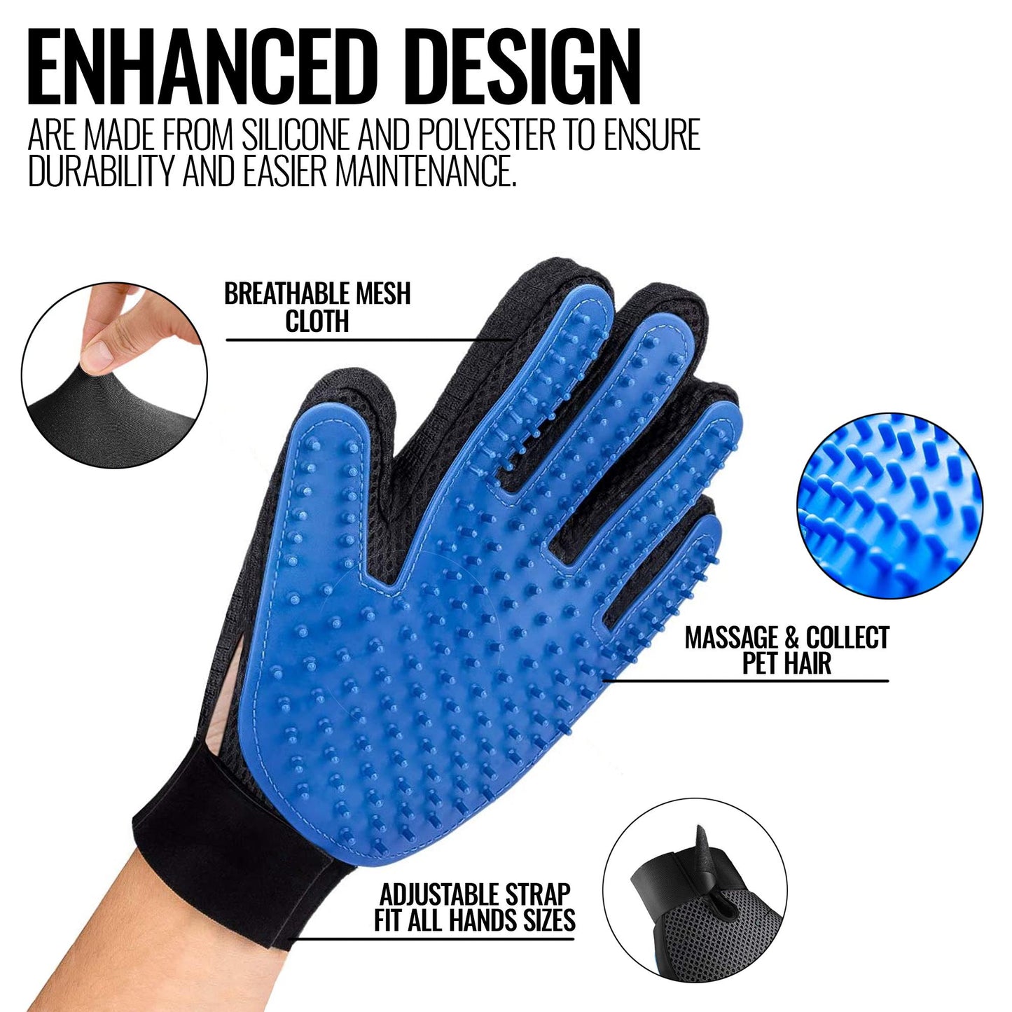 Pet Grooming Gloves Dog Brush Mitts Deshedding Hair Removal Massage - Shopping Warriors