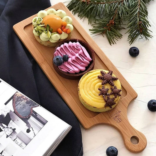 15.5" inch X 4.5" inch Bamboo Tray For Appetizers, Barbecue & Burgers