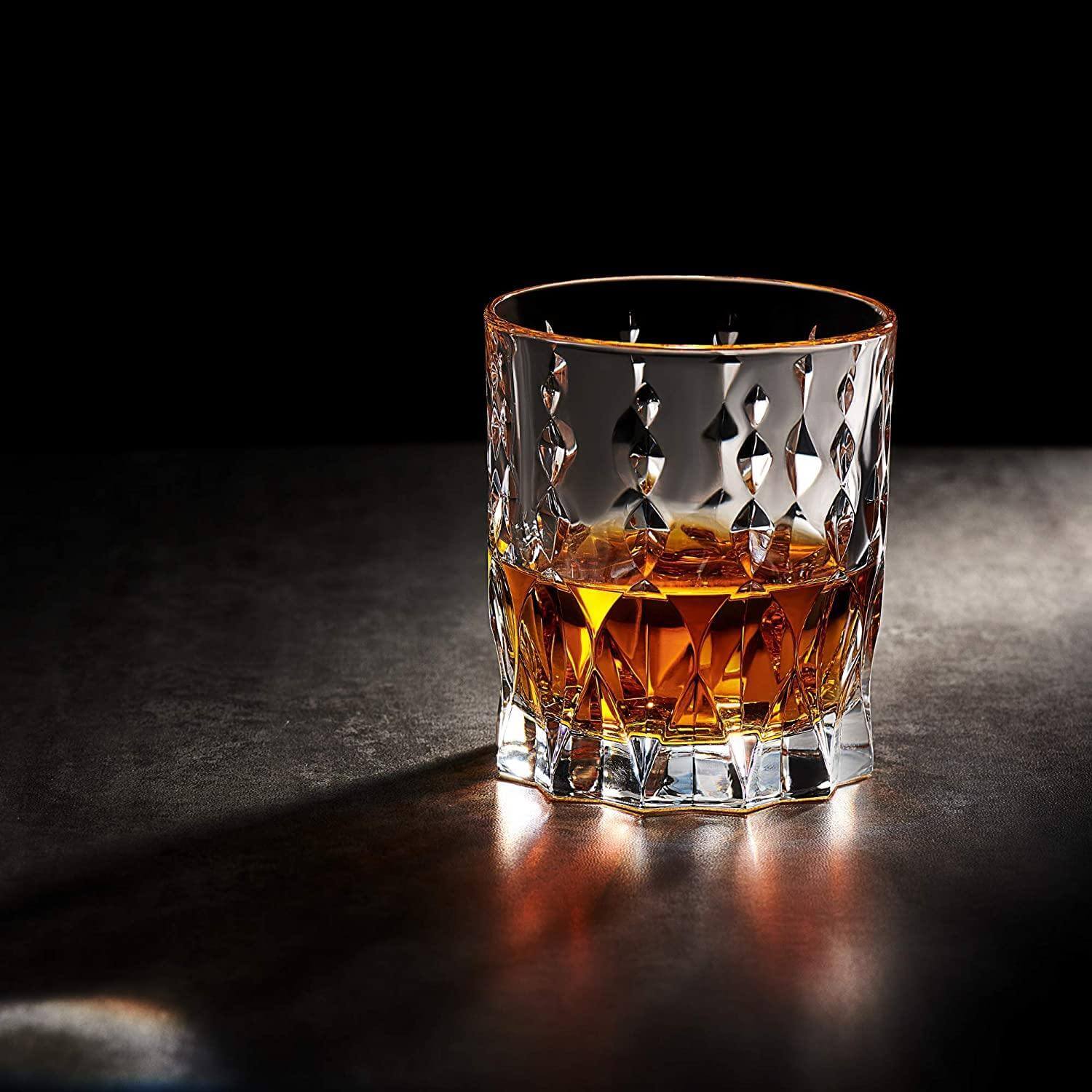 Crystal Whiskey Glasses - Set of 2 Monarch Glass Tumblers (11.5oz) - Shopping Warriors