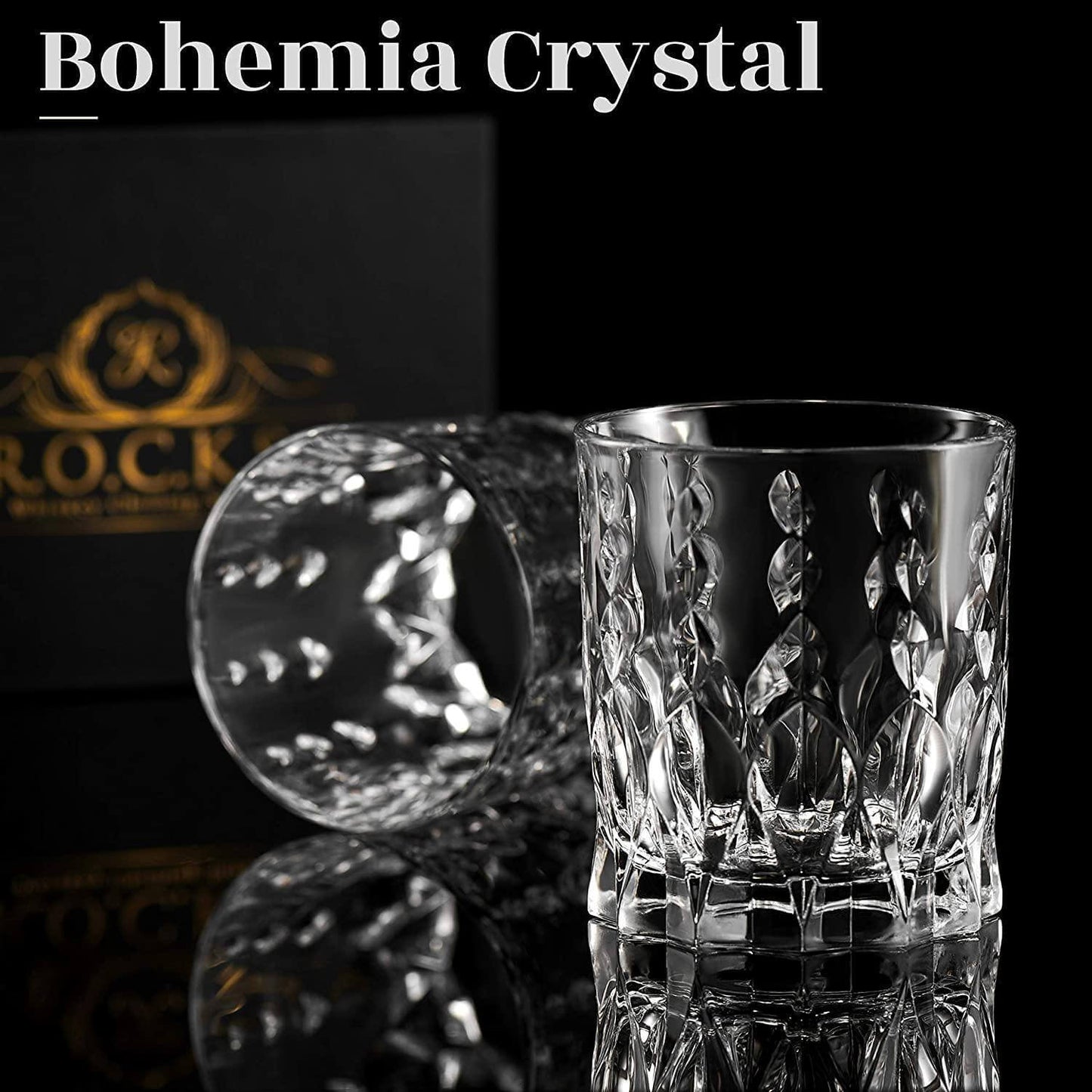 Crystal Whiskey Glasses - Set of 2 Monarch Glass Tumblers (11.5oz) - Shopping Warriors