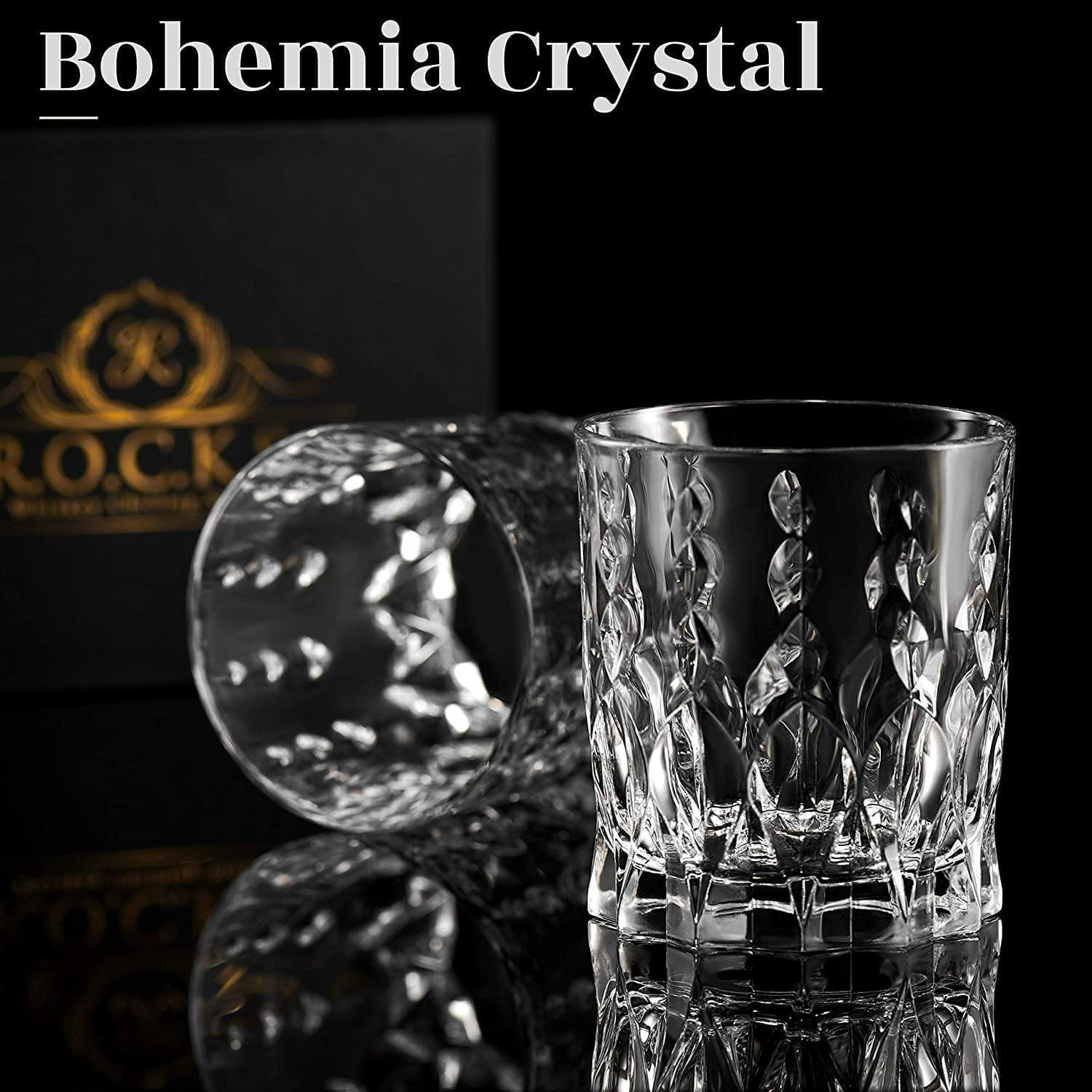 Crystal Whiskey Glasses - Set of 2 Monarch Glass Tumblers (11.5oz) - Shopping Warriors