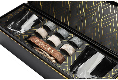 Whiskey Chilling Stones Gift Set With 2 Twist Crystal Glasses - Shopping Warriors