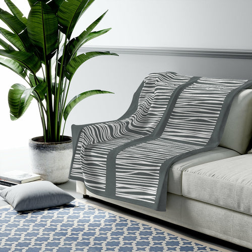 Dark Gray Abstract Lines Plush Blanket Throw - Shopping Warriors
