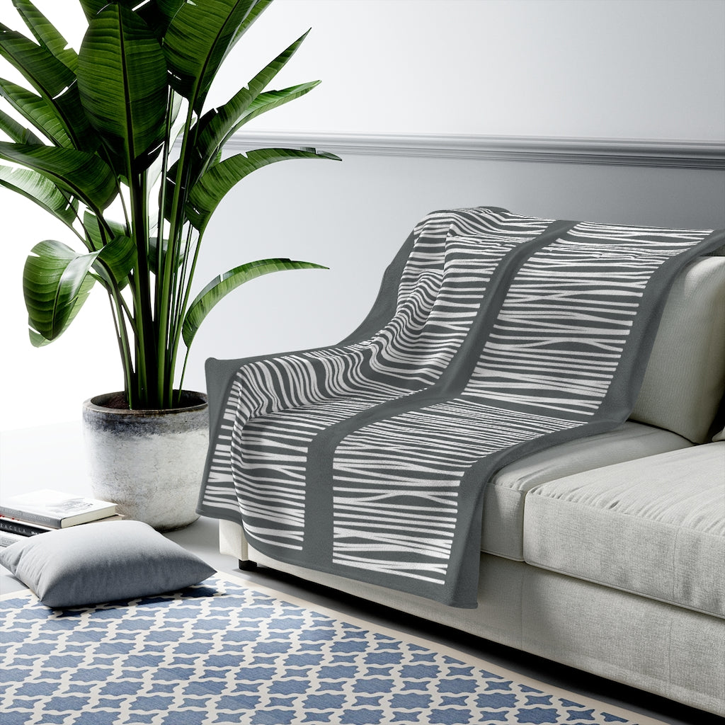 Dark Gray Abstract Lines Plush Blanket Throw - Shopping Warriors