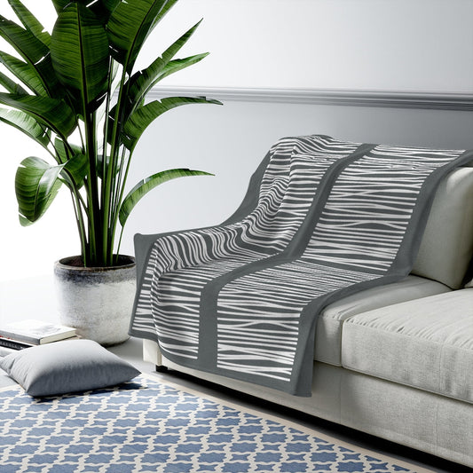 Dark Gray Abstract Lines Plush Blanket Throw - Shopping Warriors