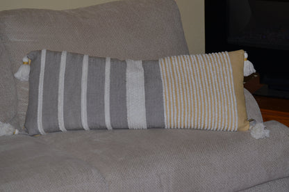 Decorative Long Grey Stripes Throw Pillow (14X36 Inches)