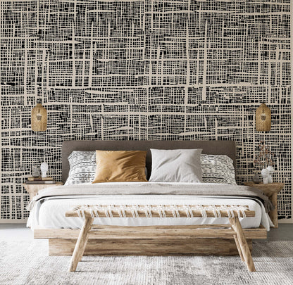 Black And Beige Plaid wallpaper