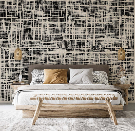 Black And Beige Plaid wallpaper