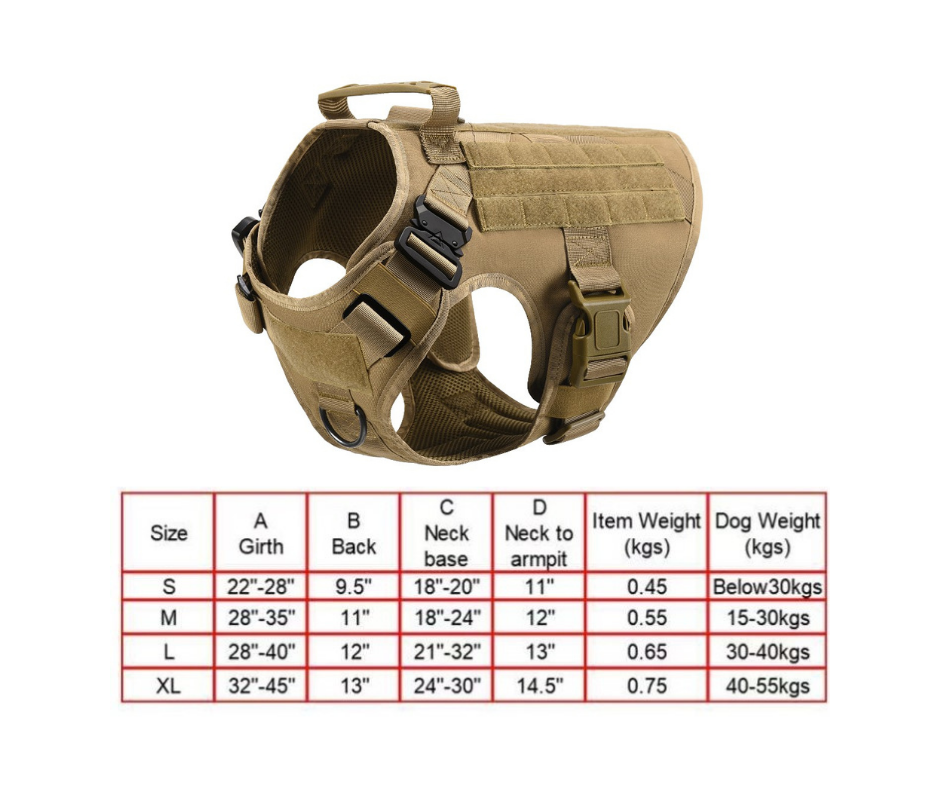 Military Dog Tactical Harness and Leash Set (Brown) - Shopping Warriors