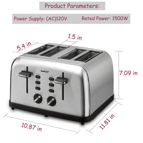 Toaster 4 Slice Geek Chef Extra Wide Slots Four Slice Toaster - Shopping Warriors