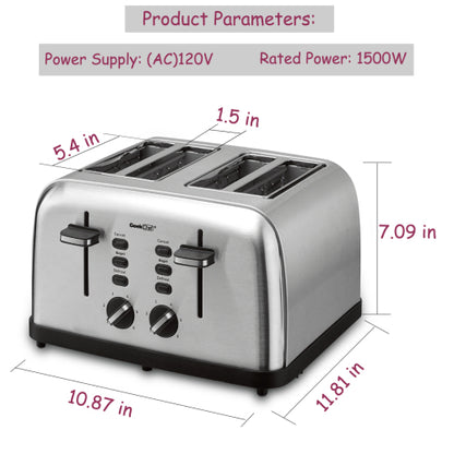 Toaster 4 Slice Geek Chef Extra Wide Slots Four Slice Toaster - Shopping Warriors