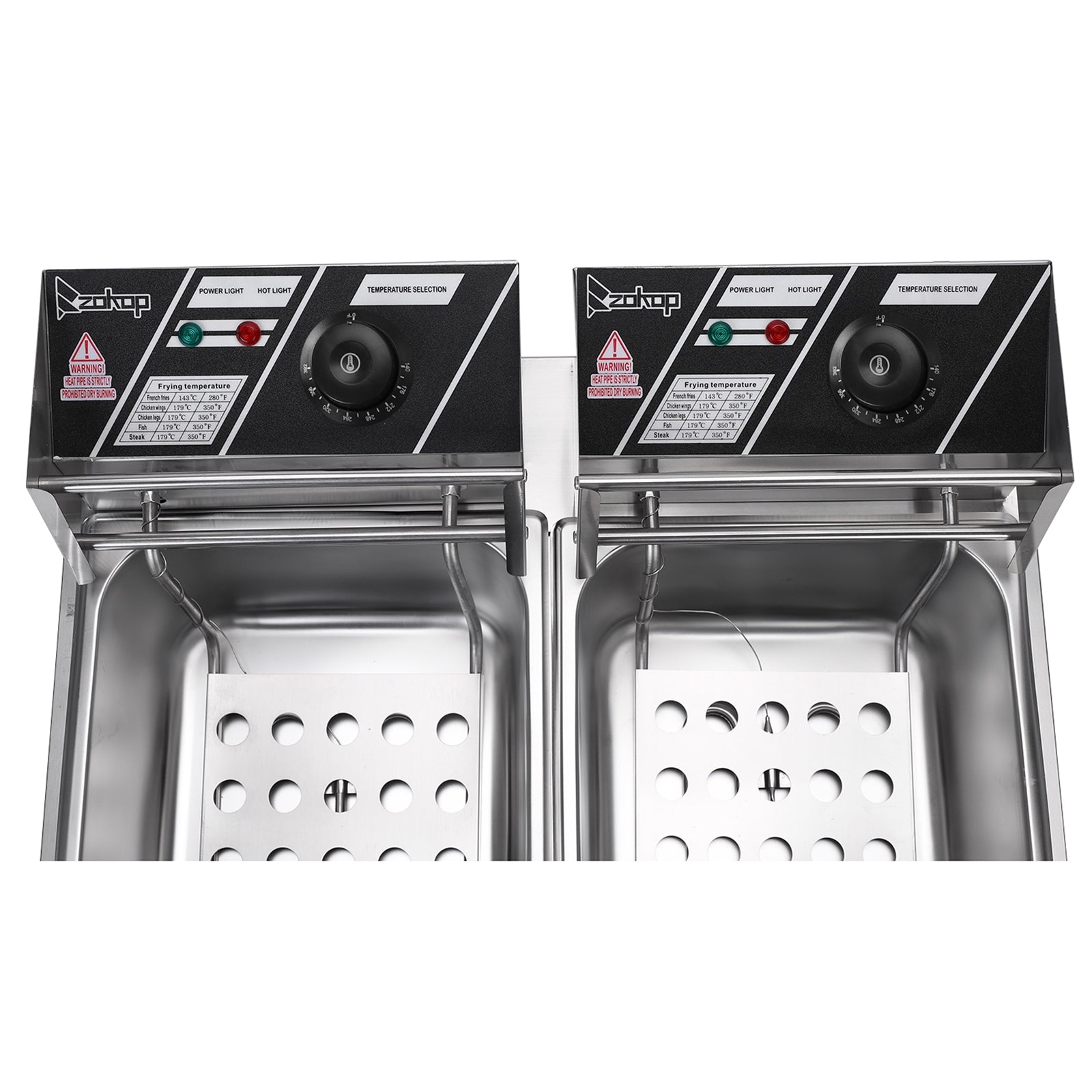 110V 12L Stainless Steel Double Cylinder Electric Fryer - Shopping Warriors