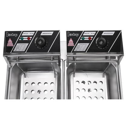 110V 12L Stainless Steel Double Cylinder Electric Fryer - Shopping Warriors