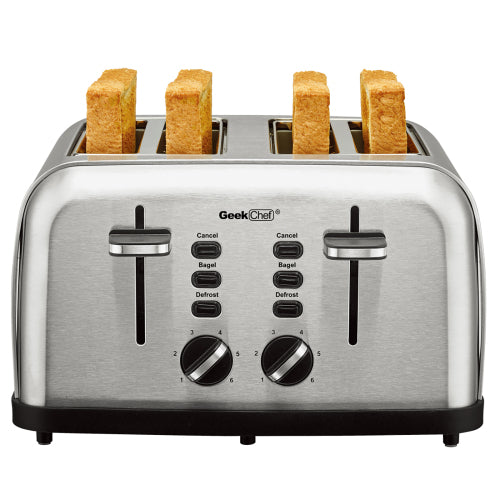 Toaster 4 Slice Geek Chef Extra Wide Slots Four Slice Toaster - Shopping Warriors