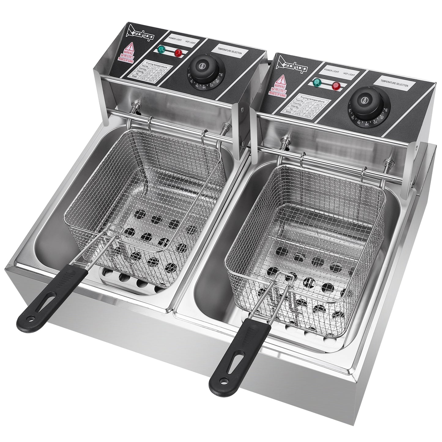 110V 12L Stainless Steel Double Cylinder Electric Fryer - Shopping Warriors