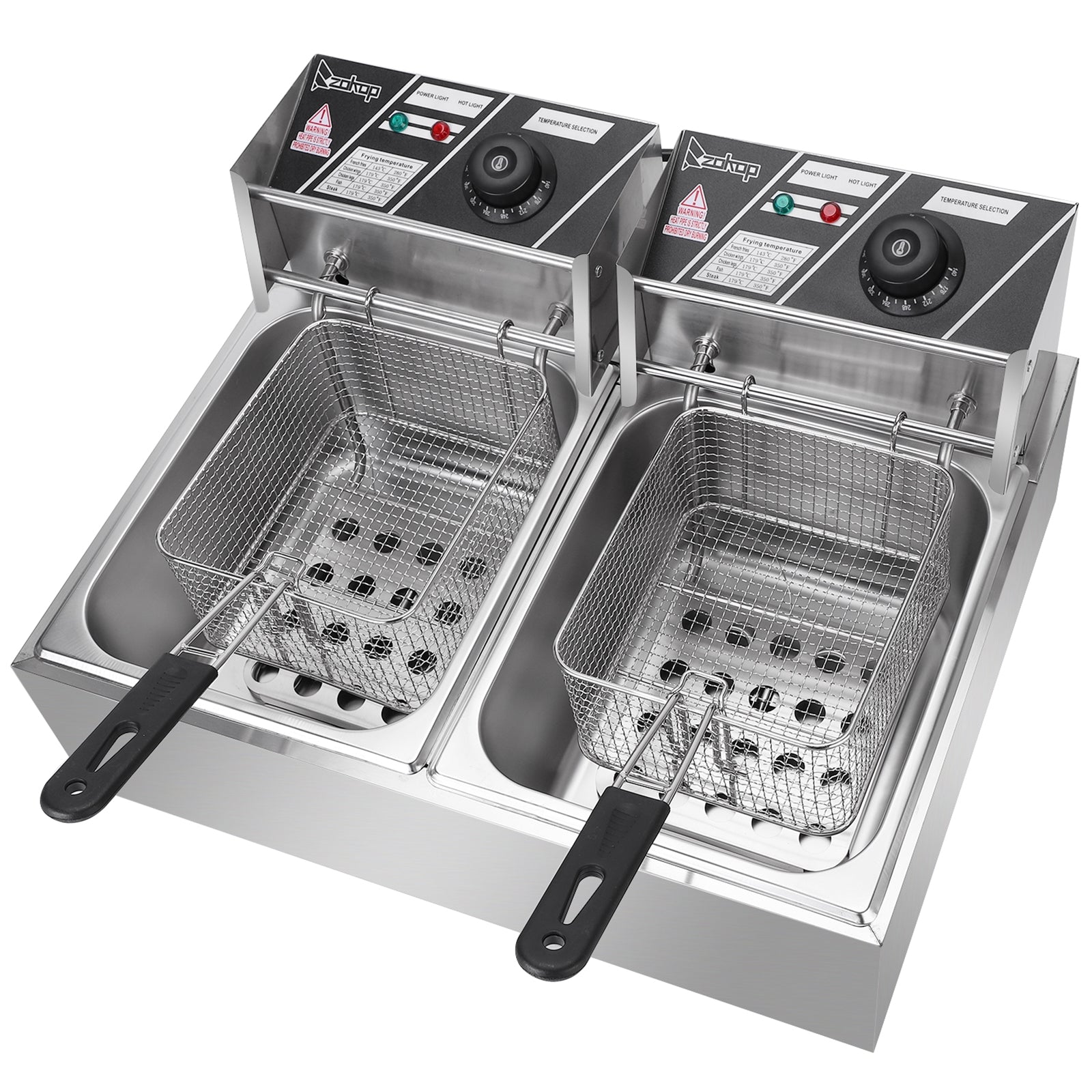 110V 12L Stainless Steel Double Cylinder Electric Fryer - Shopping Warriors