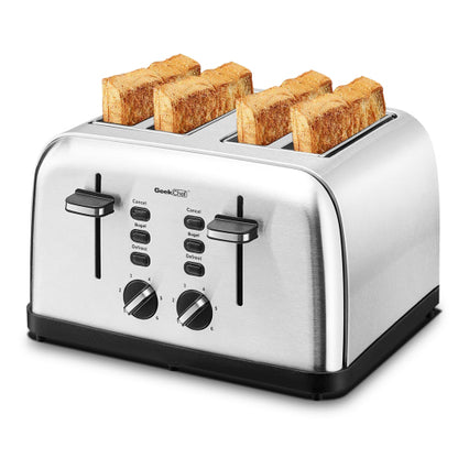 Toaster 4 Slice Geek Chef Extra Wide Slots Four Slice Toaster - Shopping Warriors