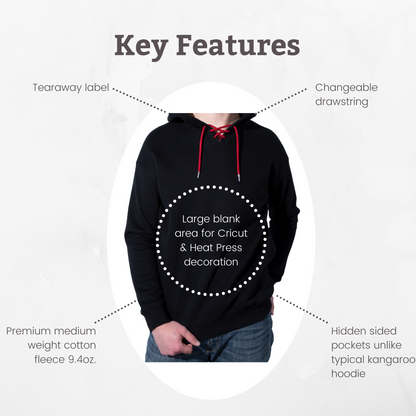 UORdesign Royal Blue Hoodie with Colored drawstrings, Pullover sweatshirts