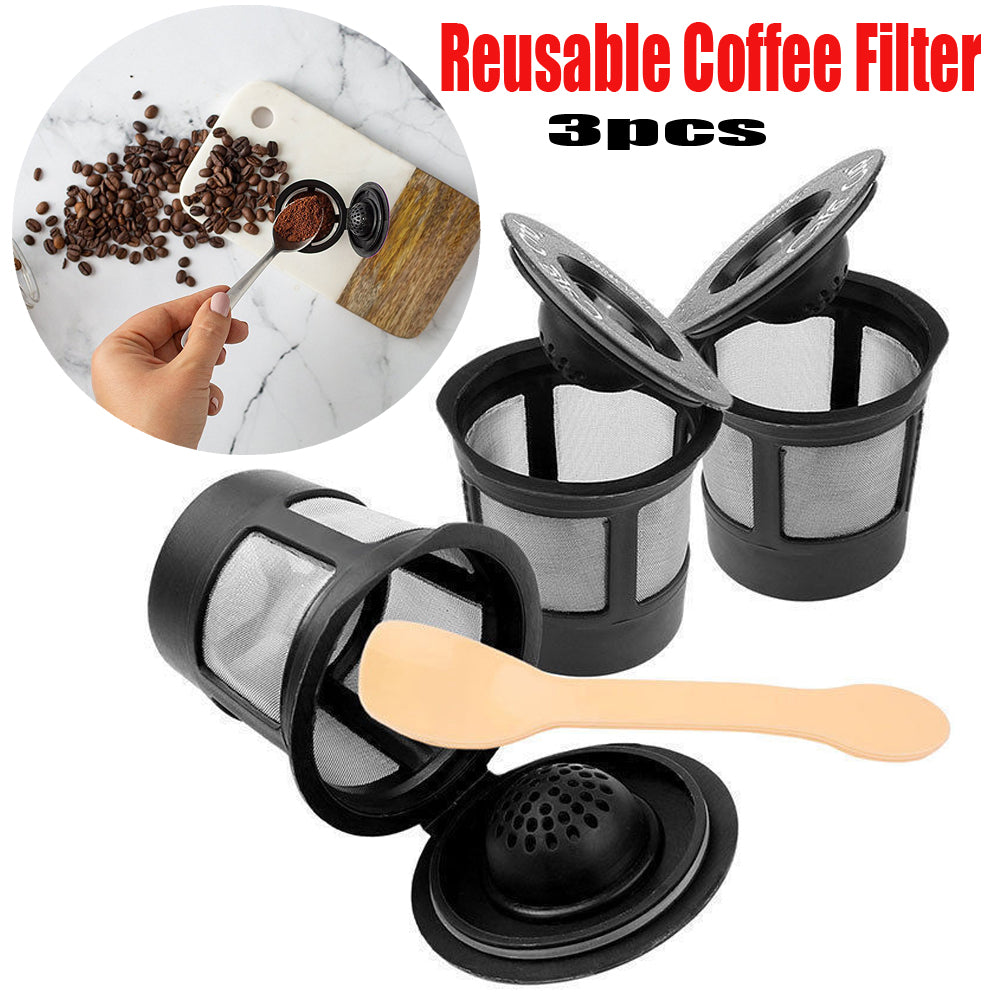 3pcs Reusable Coffee Filter Pod with Spoon - Shopping Warriors