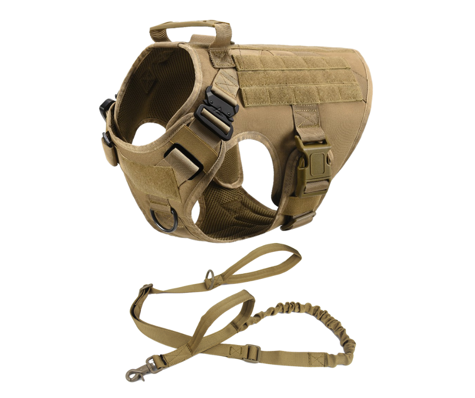 Military Dog Tactical Harness and Leash Set (Brown) - Shopping Warriors
