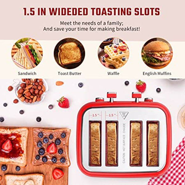 Retro Toaster Extra Wide Slot Independent temperature control Toaster - Shopping Warriors