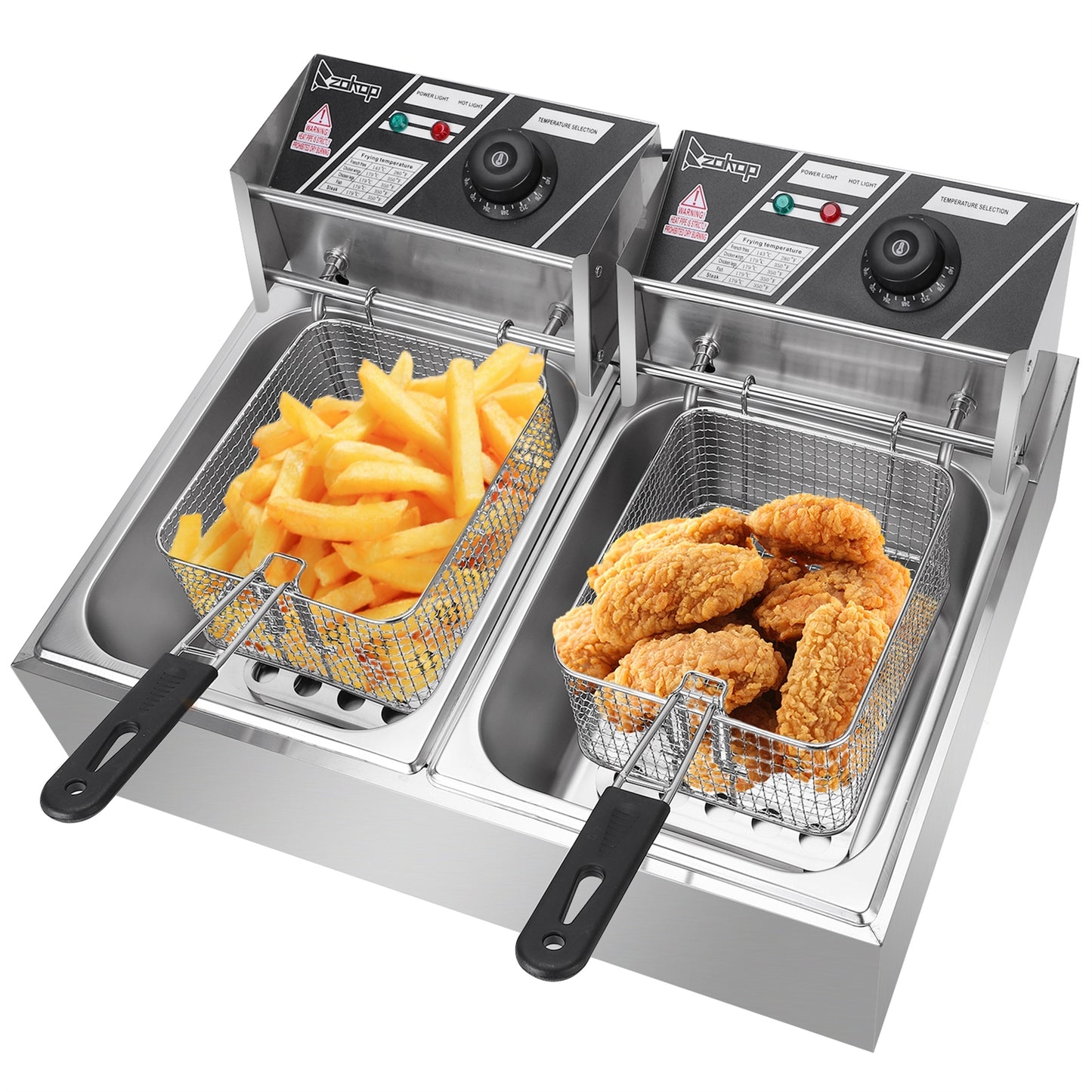 110V 12L Stainless Steel Double Cylinder Electric Fryer - Shopping Warriors