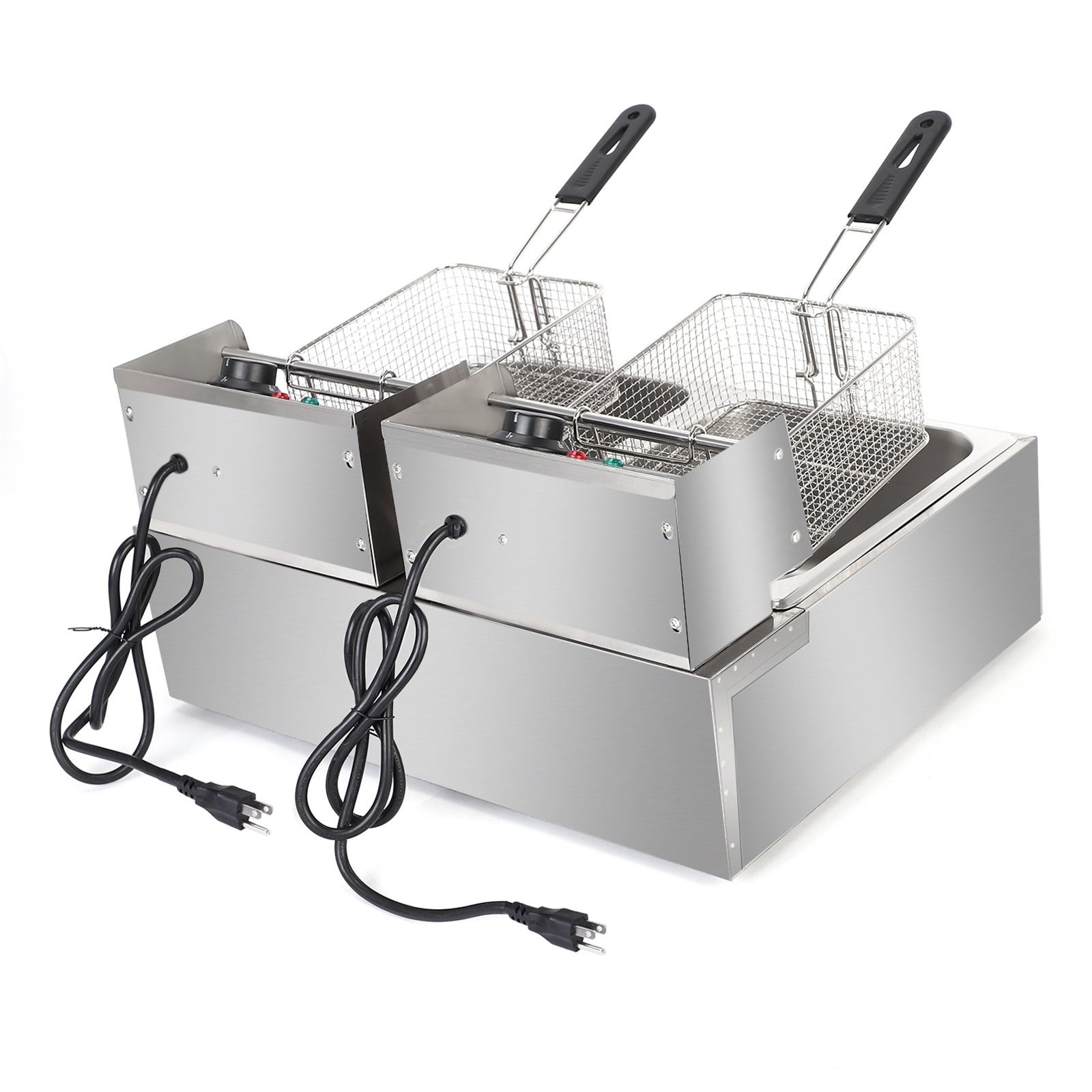 110V 12L Stainless Steel Double Cylinder Electric Fryer - Shopping Warriors