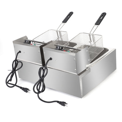 110V 12L Stainless Steel Double Cylinder Electric Fryer - Shopping Warriors