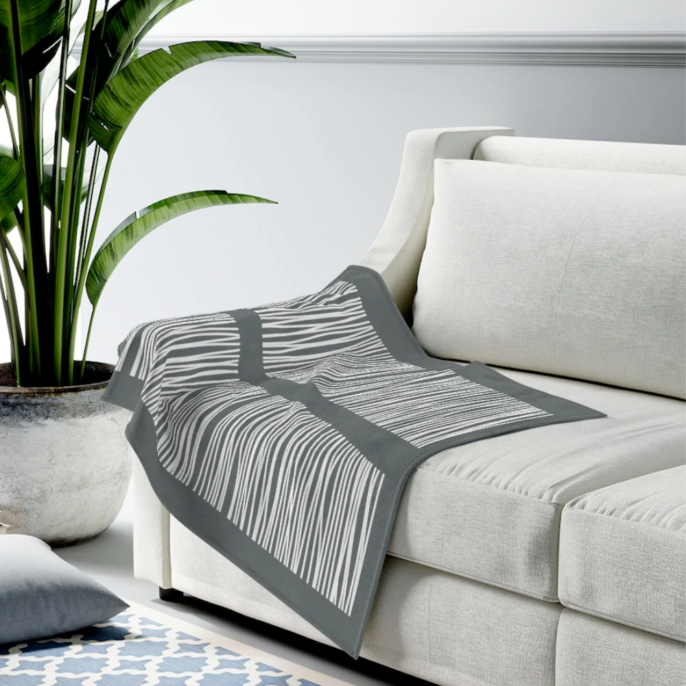 Dark Gray Abstract Lines Plush Blanket Throw - Shopping Warriors
