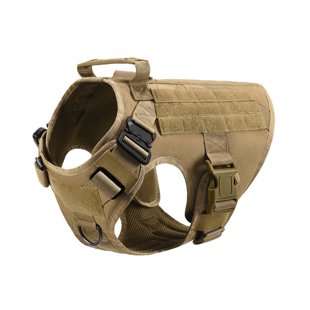 Military Dog Tactical Harness, Collar, and Leash Gear Set (Brown) - Shopping Warriors