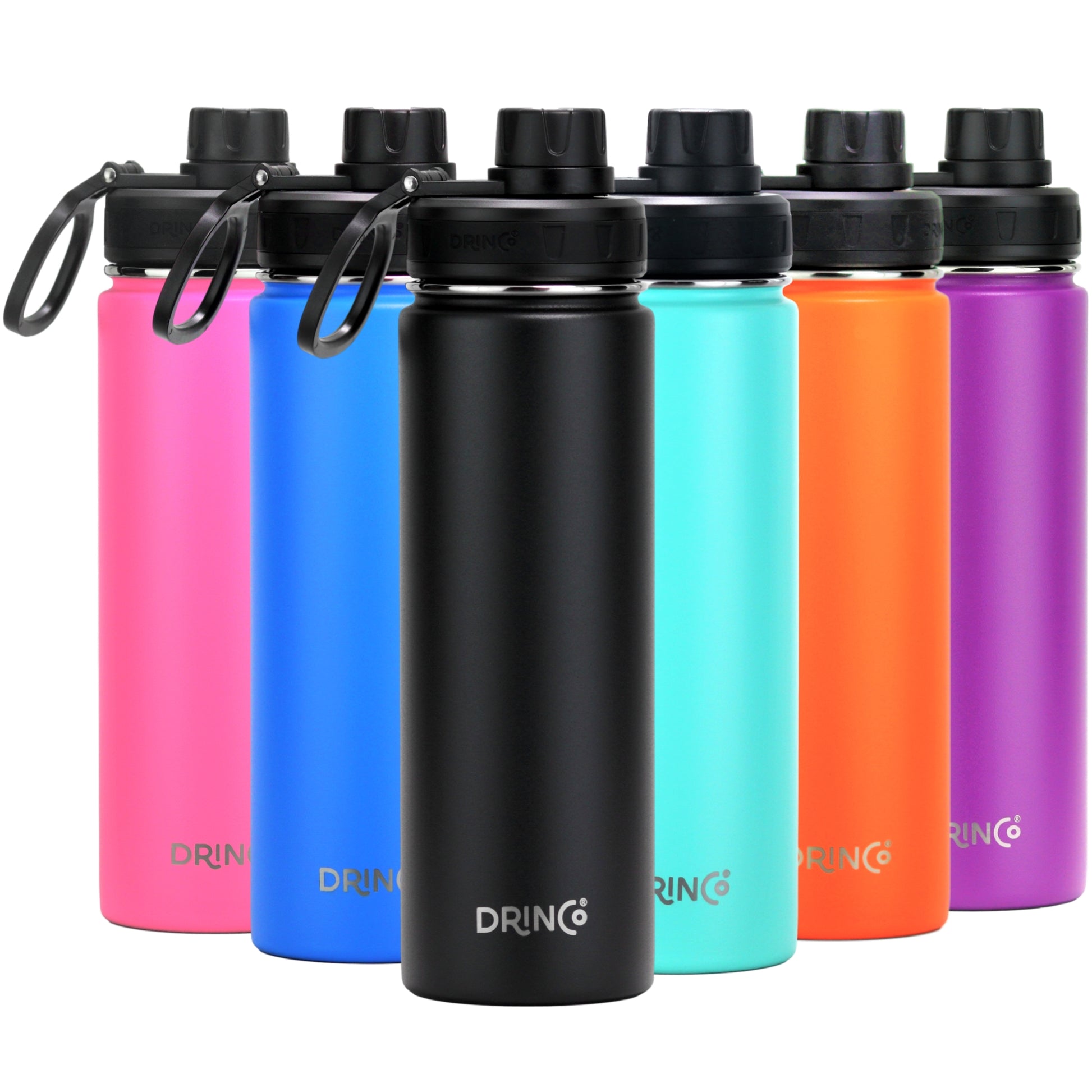 DRINCO® 22oz Stainless Steel Sport Water Bottle - Black - Shopping Warriors