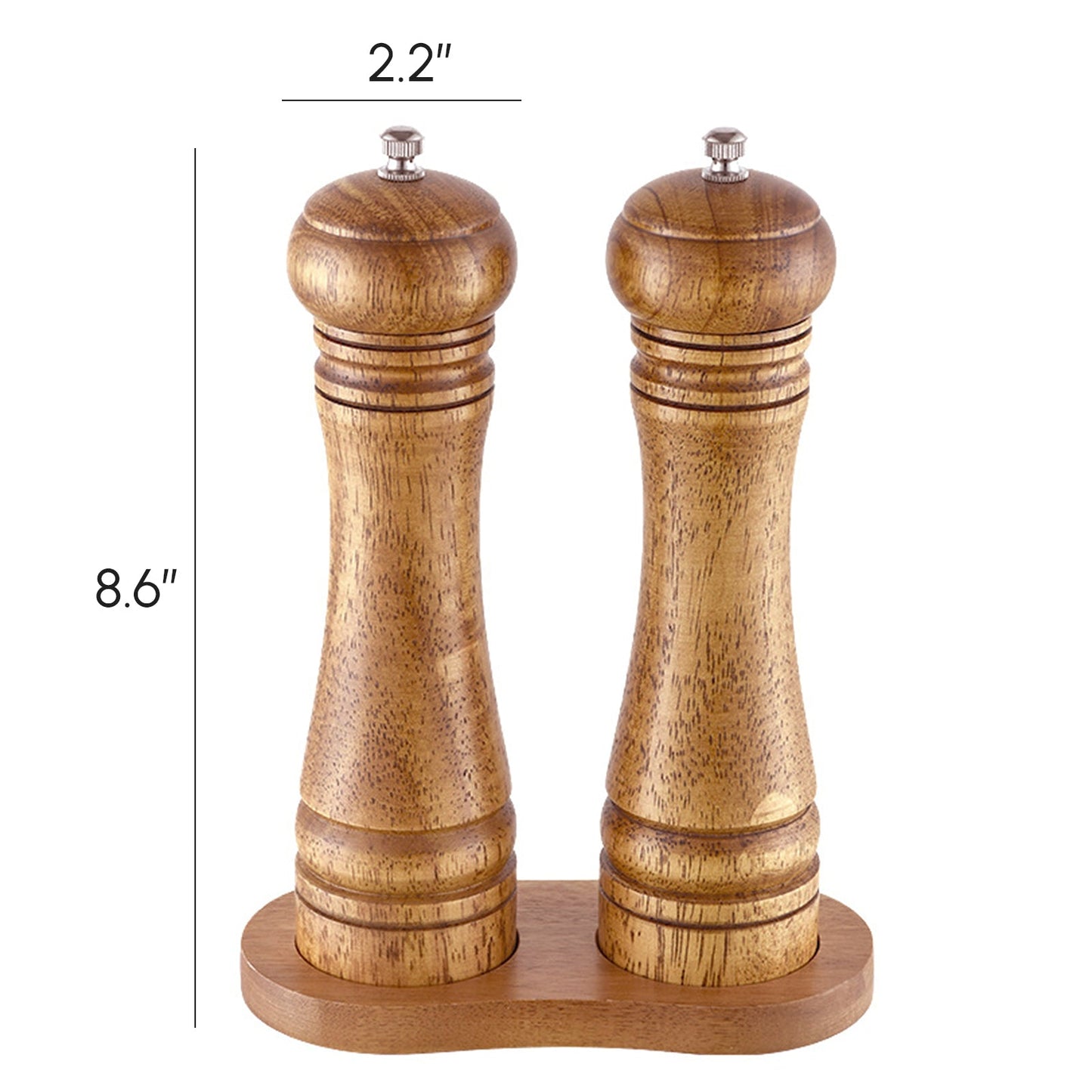 2X Wooden Pepper Grinder Pepper Mill Coarseness Adjustable Peppermill - Shopping Warriors
