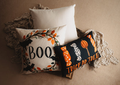 Boo Halloween Wreath Pillow Cover | Fall decor | Farmhouse Pillows | - Shopping Warriors