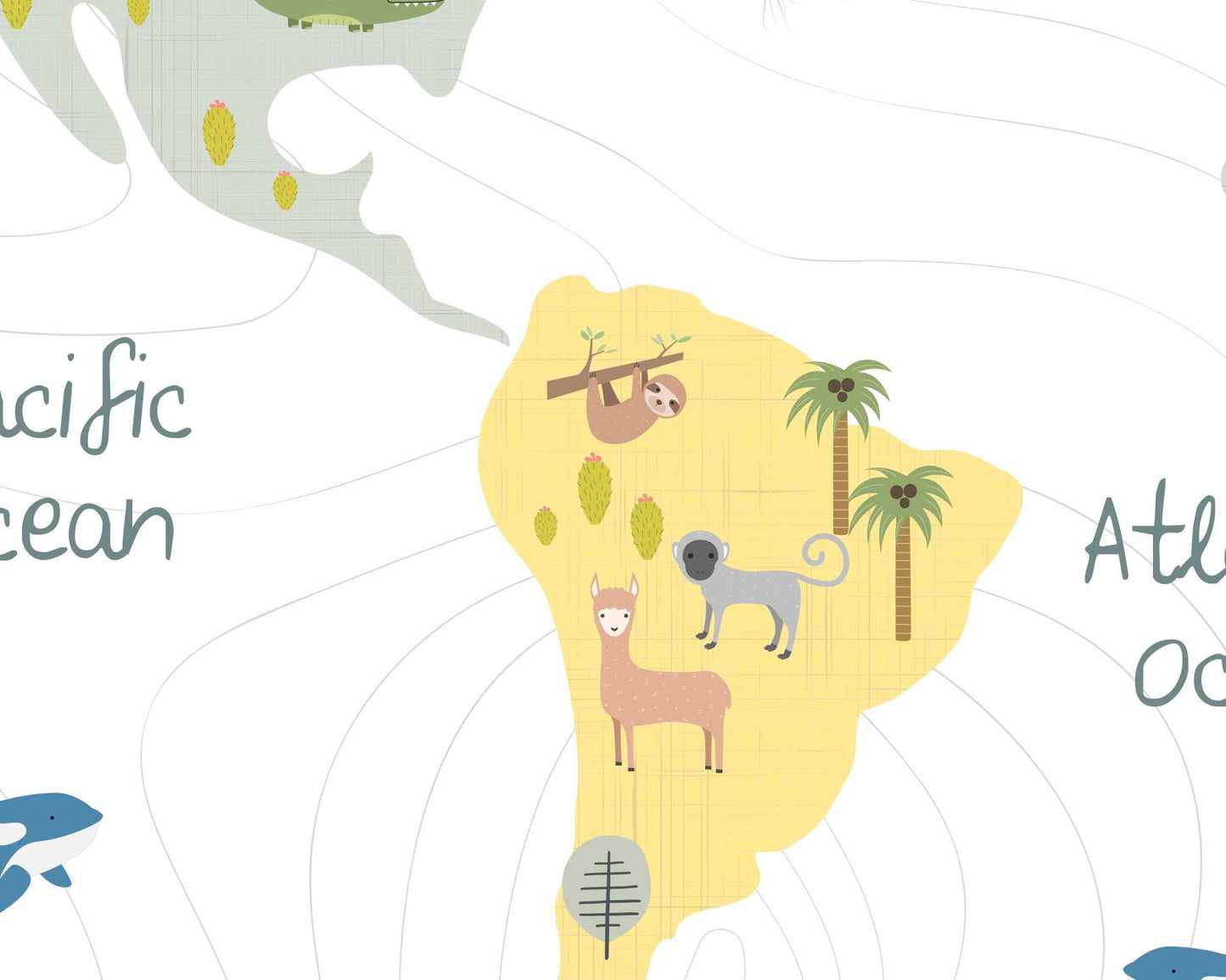 World Map With Animals Wallpaper