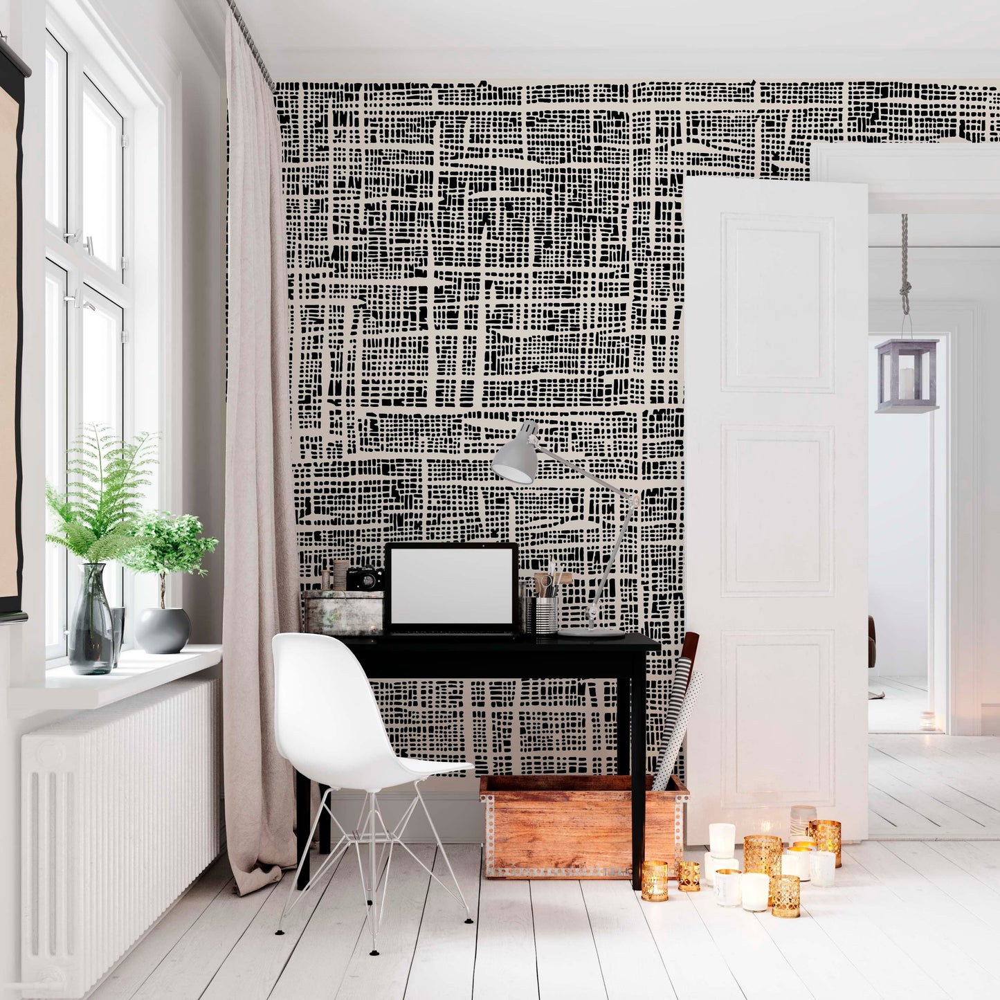 Black And Beige Plaid wallpaper