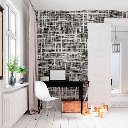 Black And Beige Plaid wallpaper