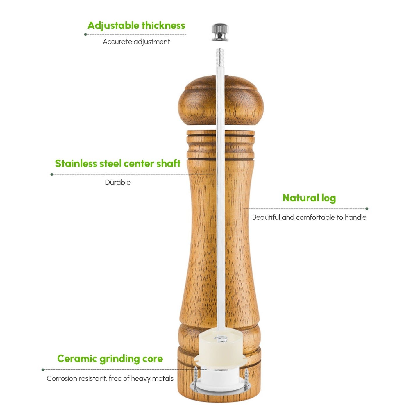 Cooking Salt and Pepper Grinder Hand Movement Wood Pepper Mill Kitchen - Shopping Warriors