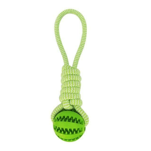 Durable Rubber Ball Chew Toy with Cotton Rope - Shopping Warriors
