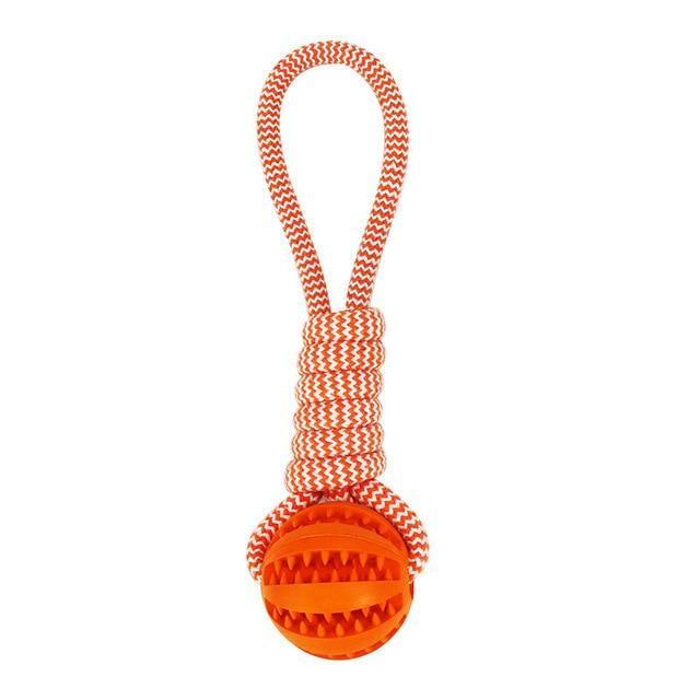 Durable Rubber Ball Chew Toy with Cotton Rope - Shopping Warriors