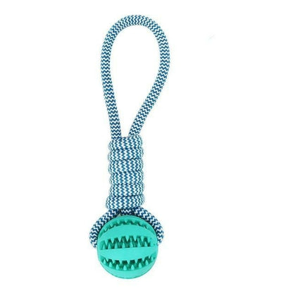 Durable Rubber Ball Chew Toy with Cotton Rope - Shopping Warriors